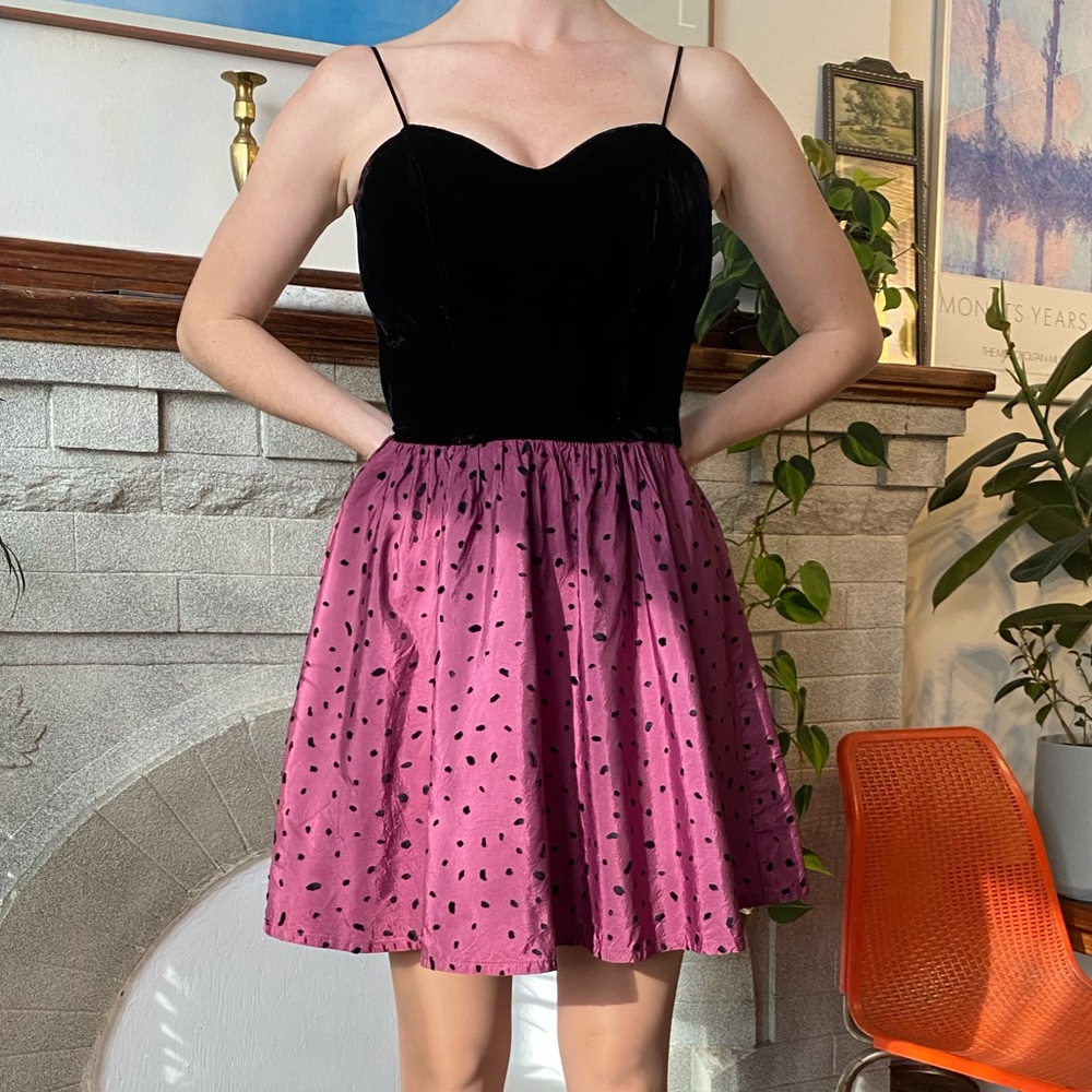 Purple and Black Polka Dot Skirt